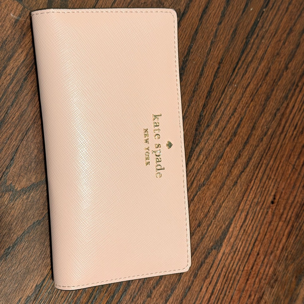 kate spade Blush Pink Saffiano Continental Wallet with Gold Logo